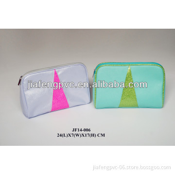 Glitter cosmetic pouch with piping for custom